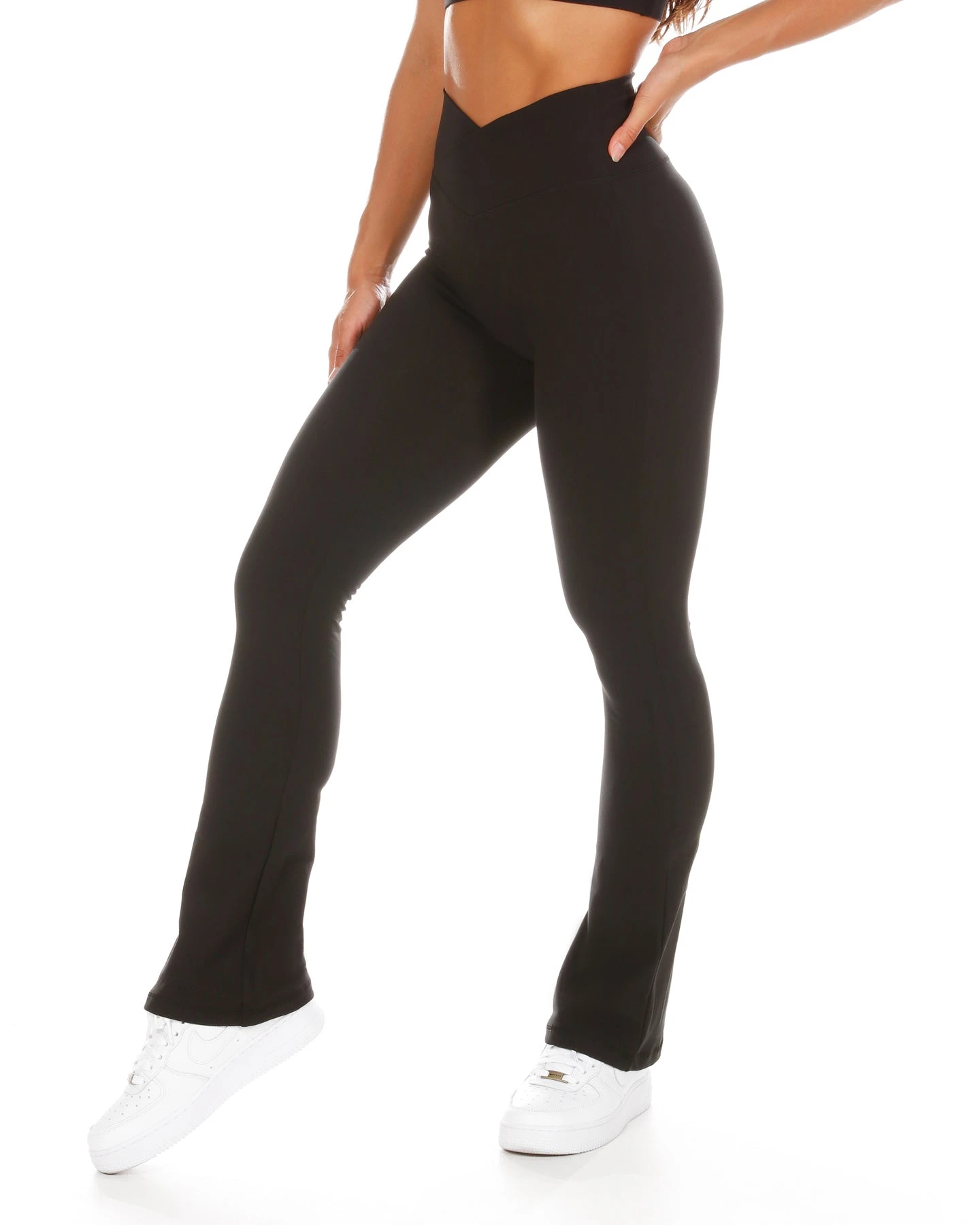 Elite Eleven Cross Over Flare Leggings - Black