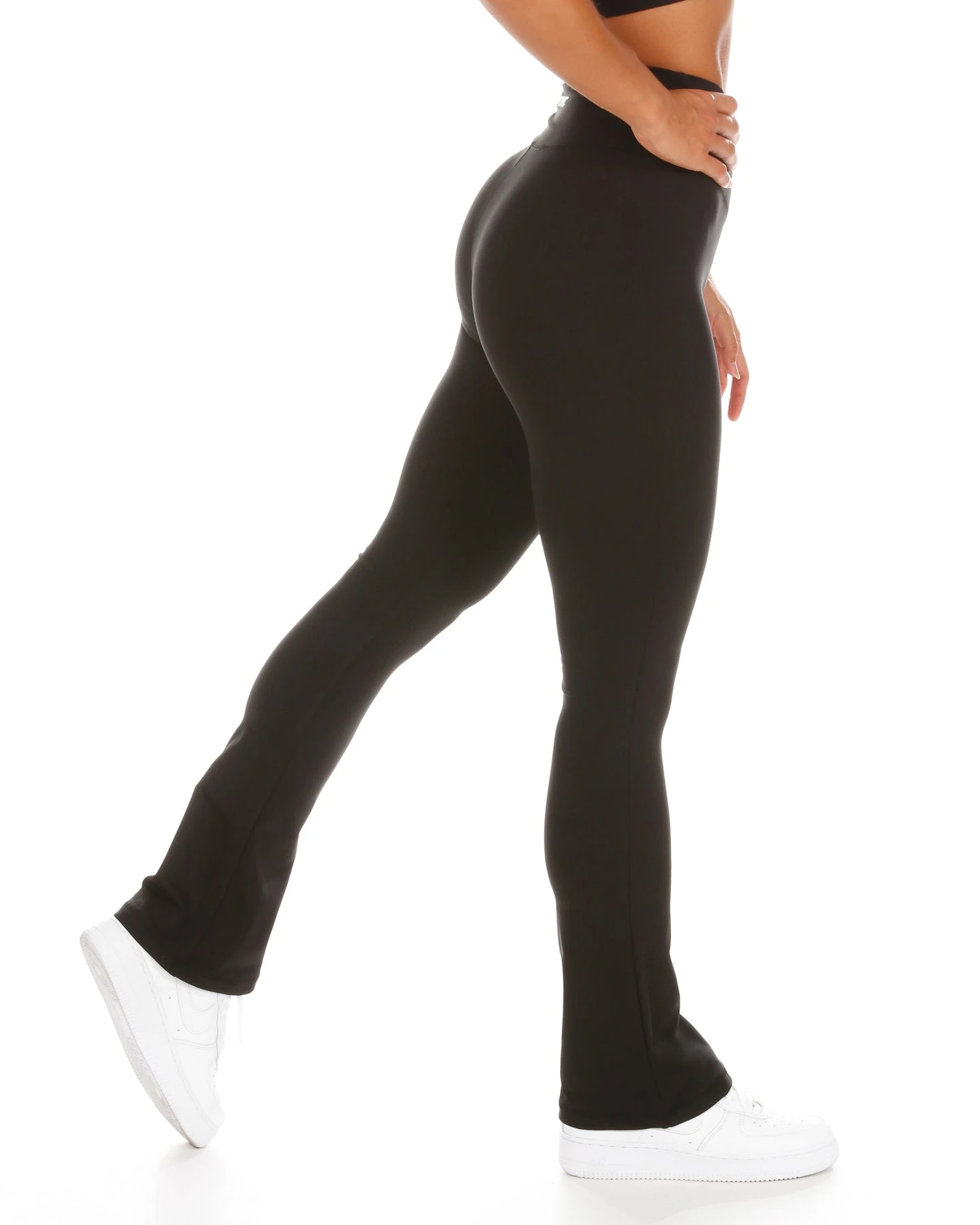 Elite Eleven Cross Over Flare Leggings - Black - Image 3