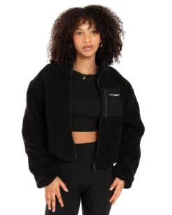 Elite Eleven Registered Teddy Cropped Jacket - Black