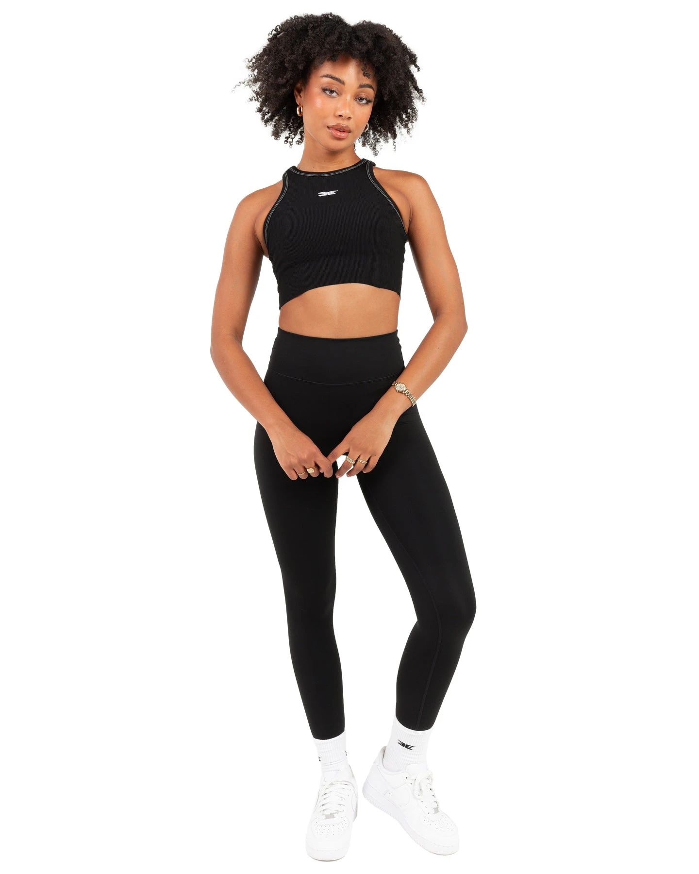 Elite Eleven Cropped Ribbed Singlet - Black - Image 4