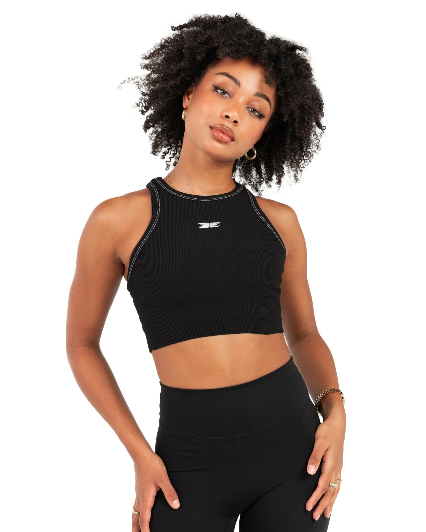 Elite Eleven Cropped Ribbed Singlet - Black