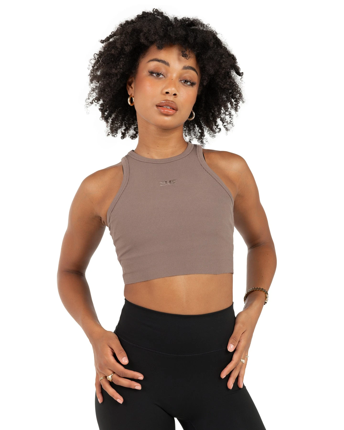 Elite Eleven Cropped Ribbed Singlet - Brown
