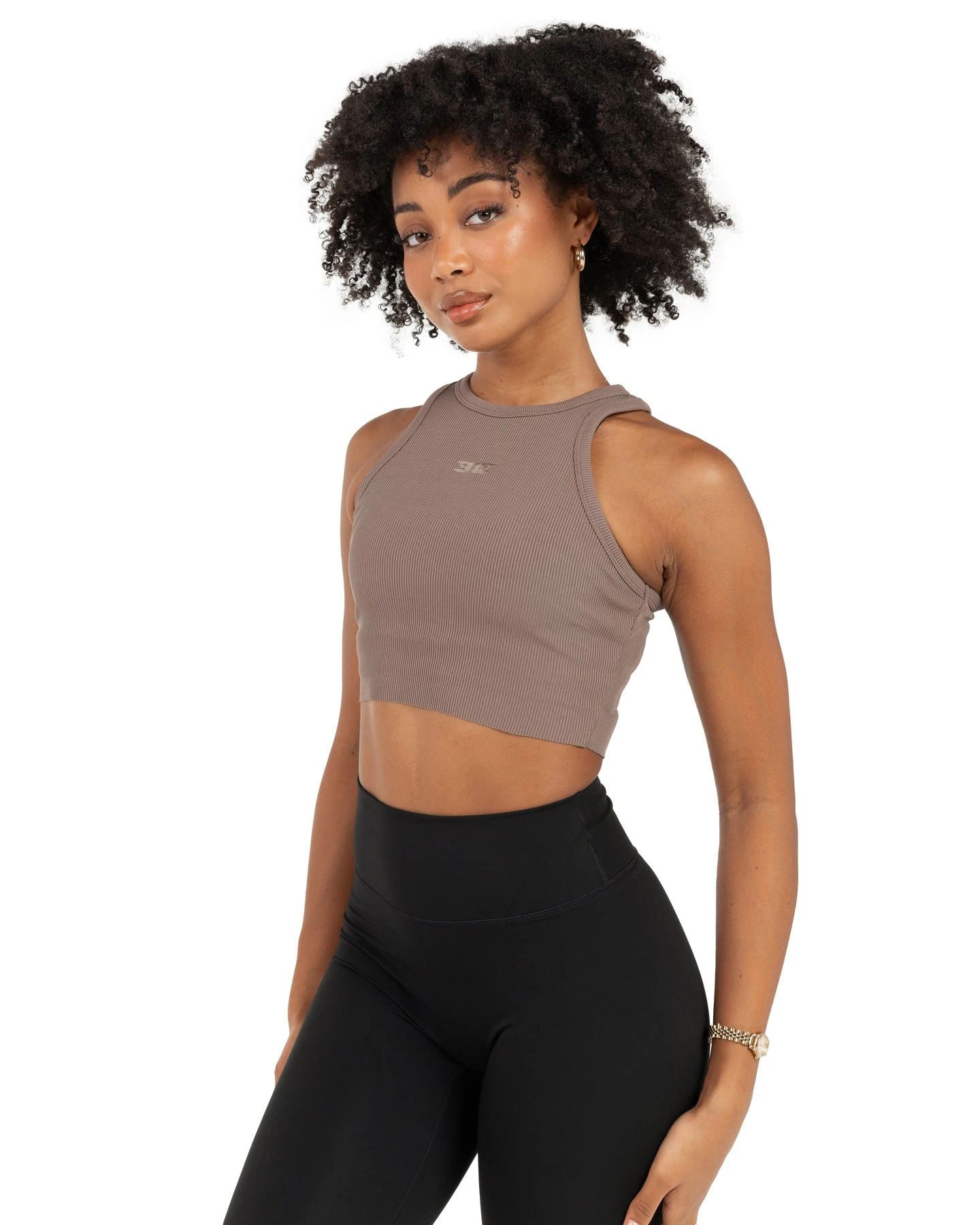 Elite Eleven Cropped Ribbed Singlet - Brown - Image 4