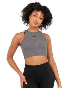 Elite Eleven Cropped Ribbed Singlet - Charcoal