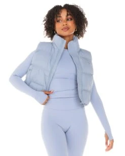 Elite Eleven Cropped Puffer Vest - Blue Blizzard