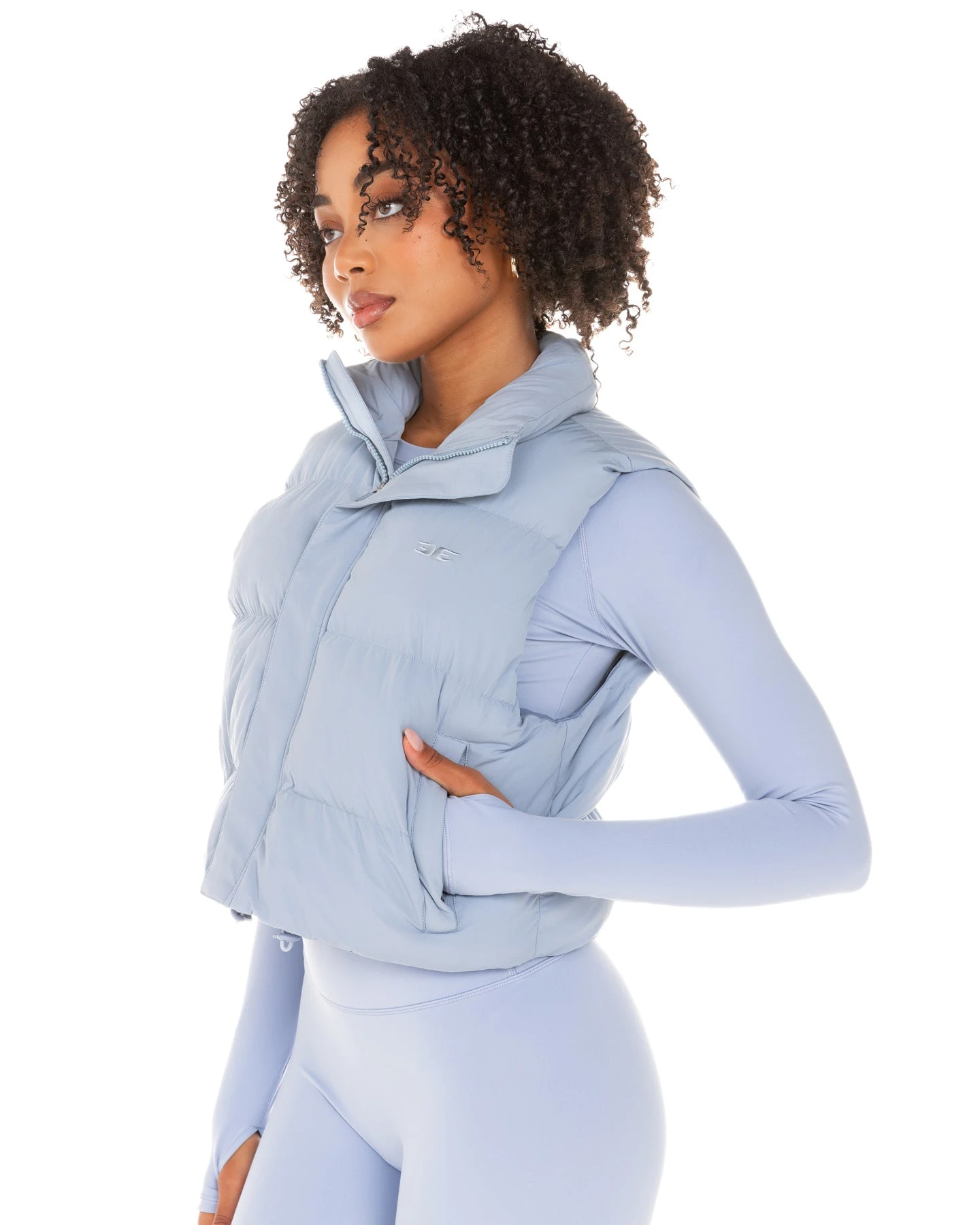 Elite Eleven Cropped Puffer Vest - Blue Blizzard - Image 5