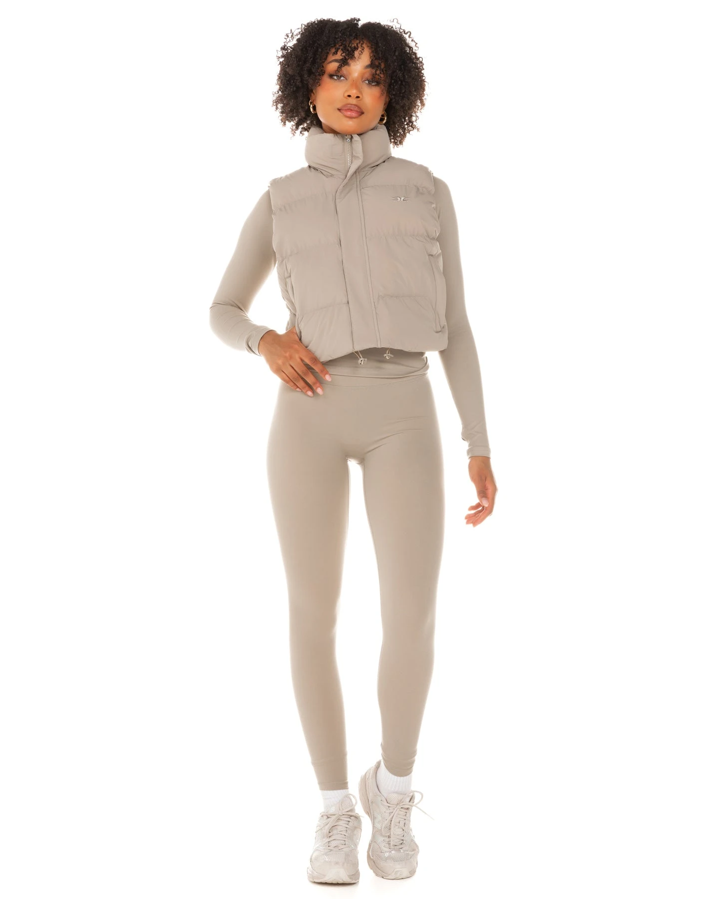 Elite Eleven Cropped Puffer Vest - Vintage Khaki - Image 3