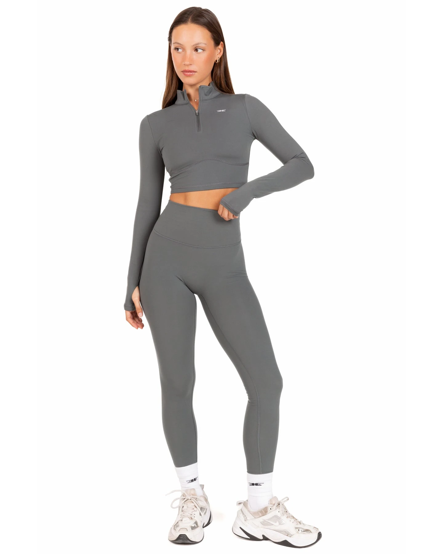 Elite Eleven Auraluxe Crop Long Sleeve - Cloud Grey - Image 2