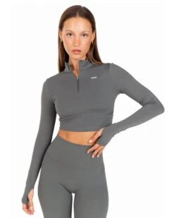 Elite Eleven Auraluxe Crop Long Sleeve - Cloud Grey