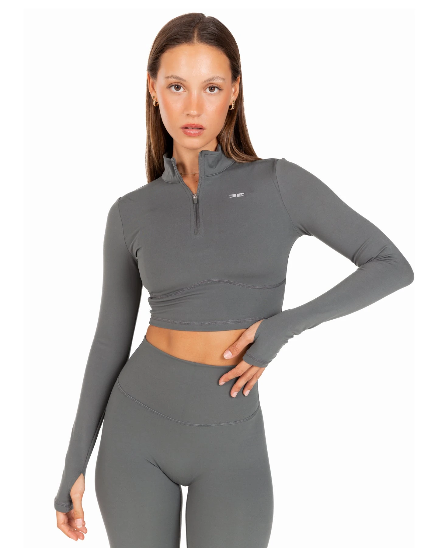 Elite Eleven Auraluxe Crop Long Sleeve - Cloud Grey