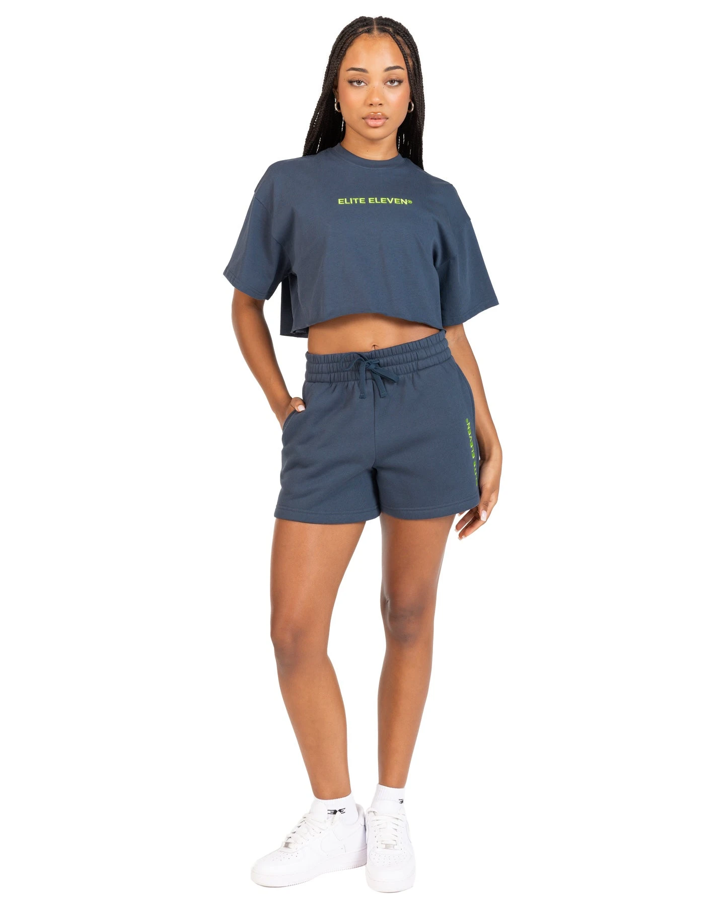 Elite Eleven Women's Cropped Registered Tee - Navy - Image 4