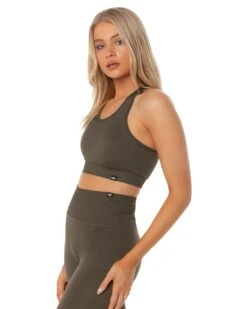 Elite Eleven Ribbed Seamless Support Bra - Olive