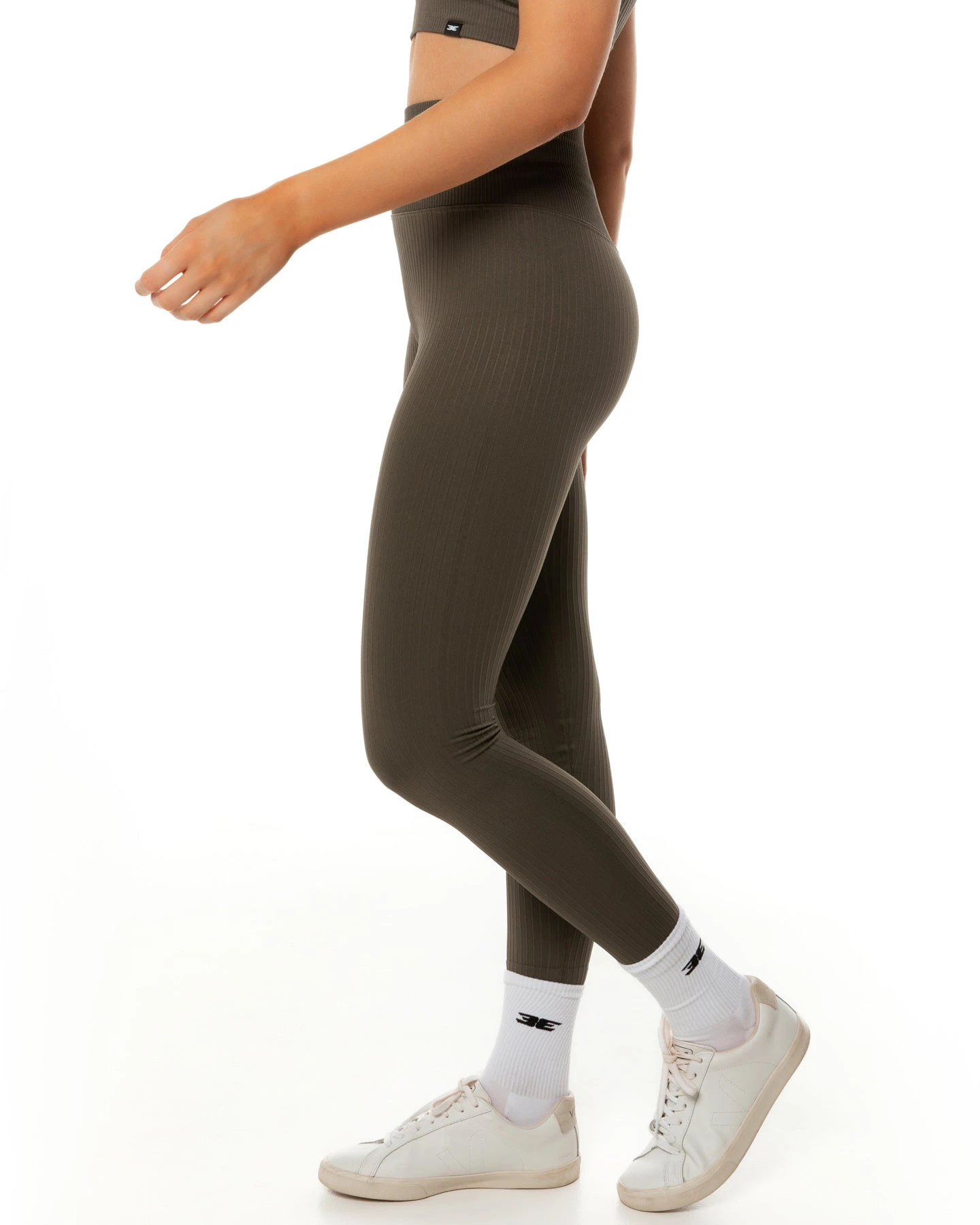 Elite Eleven Ribbed Seamless Leggings - Olive - Image 3