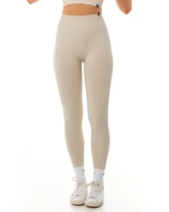 Elite Eleven Ribbed Seamless Leggings - Beige