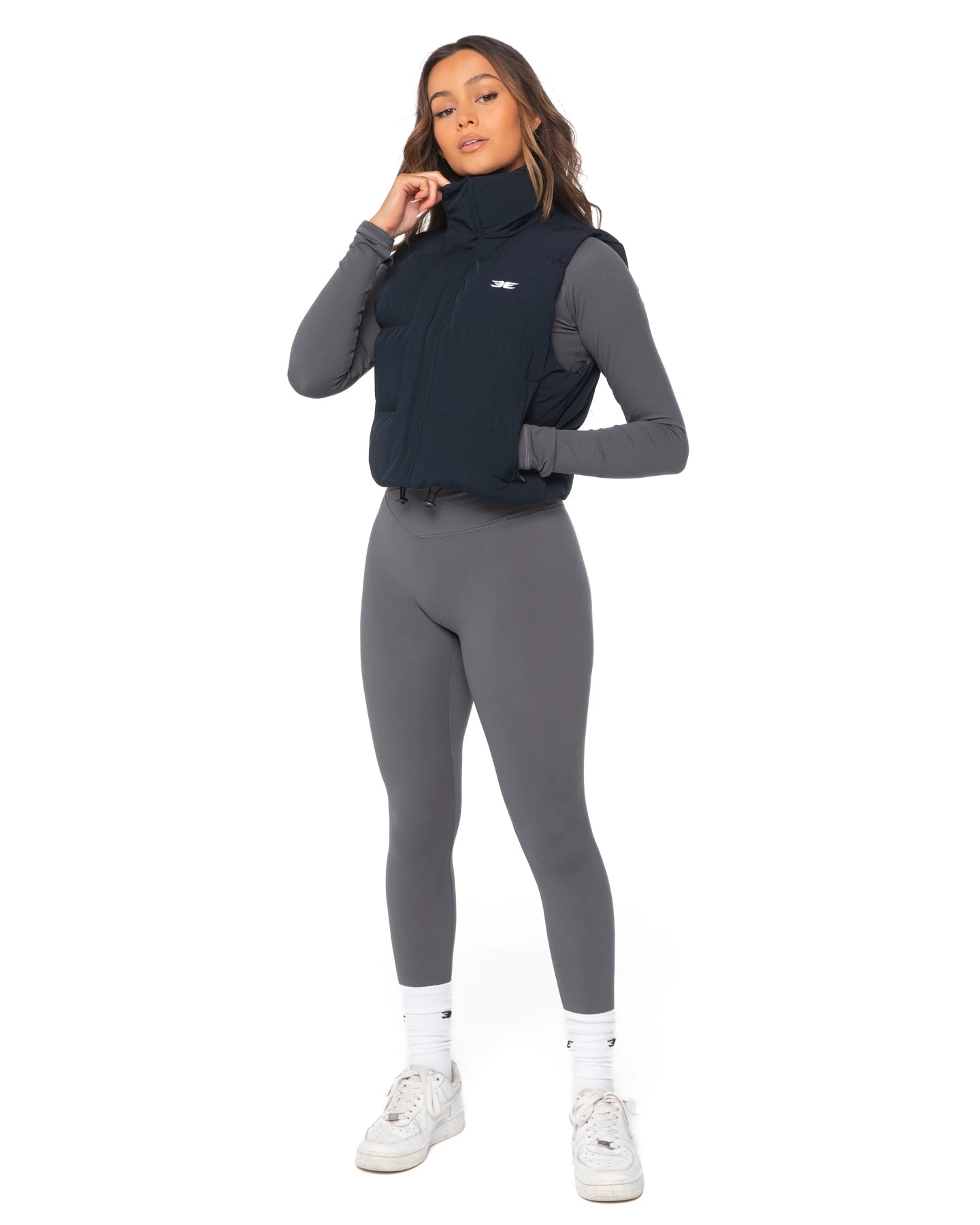 Elite Eleven Cropped Puffer Vest - Navy - Image 2