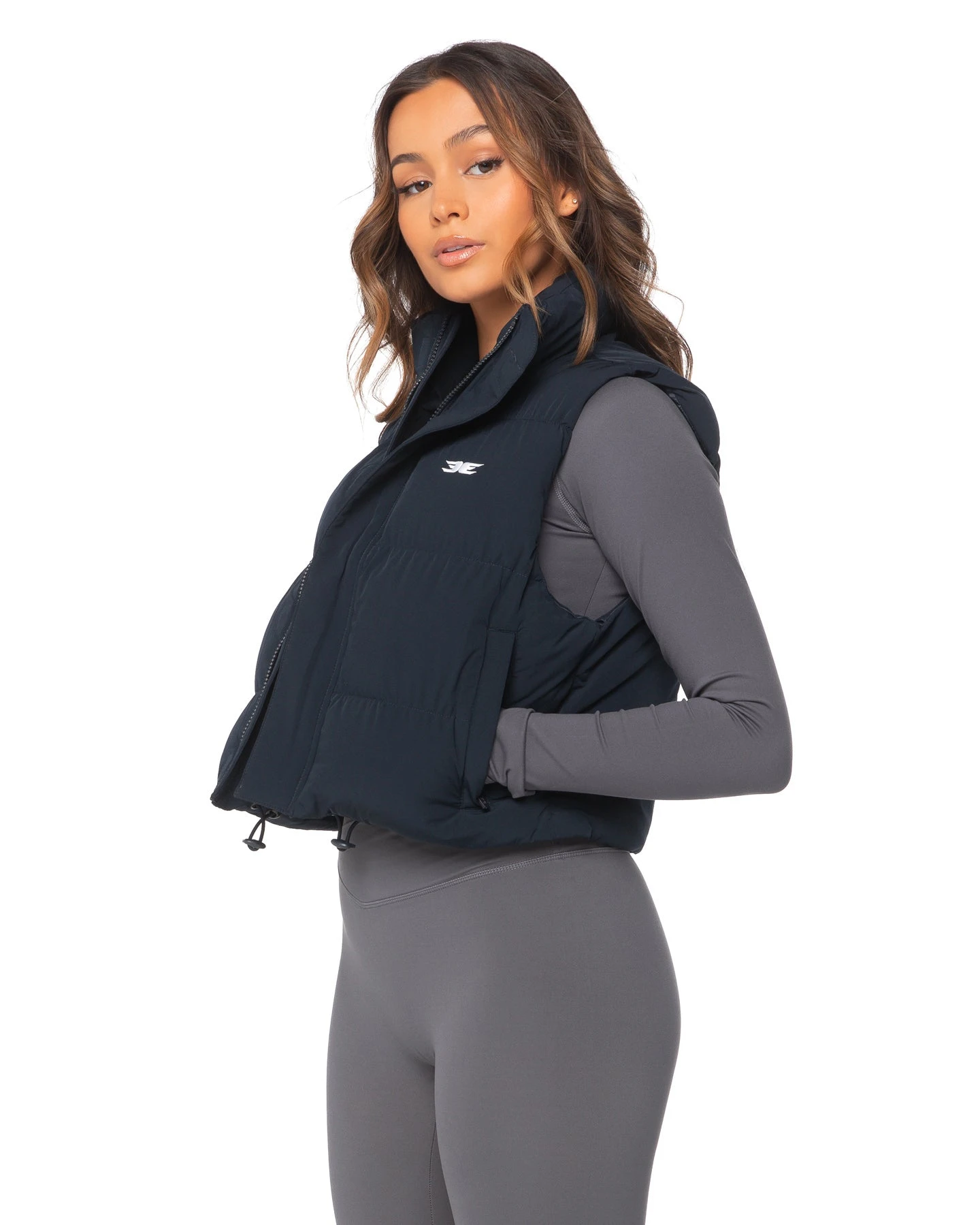 Elite Eleven Cropped Puffer Vest - Navy - Image 3