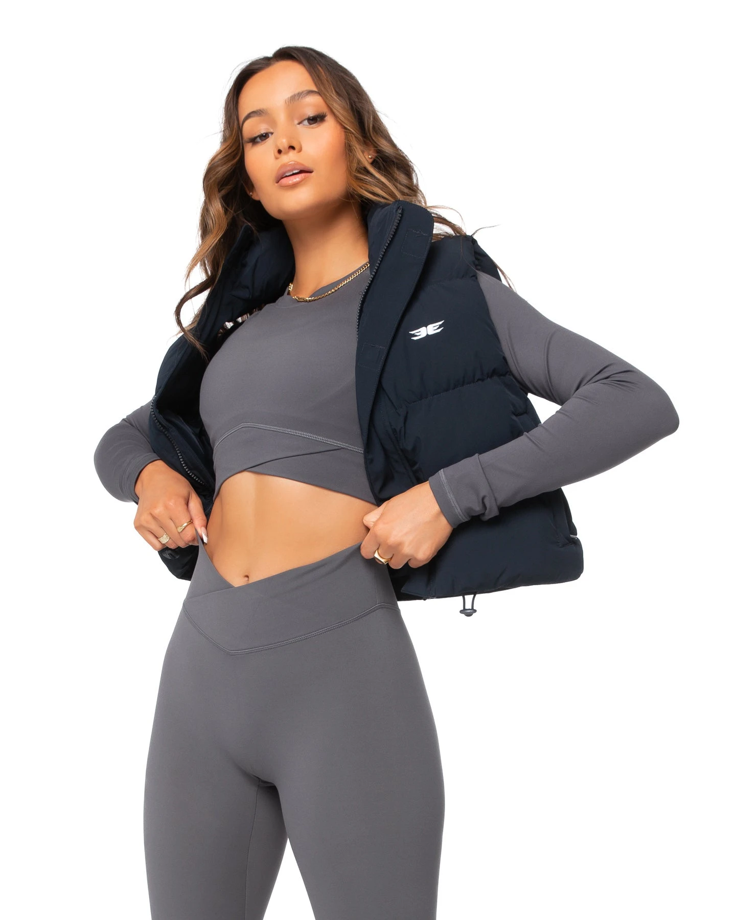 Elite Eleven Cropped Puffer Vest - Navy - Image 4