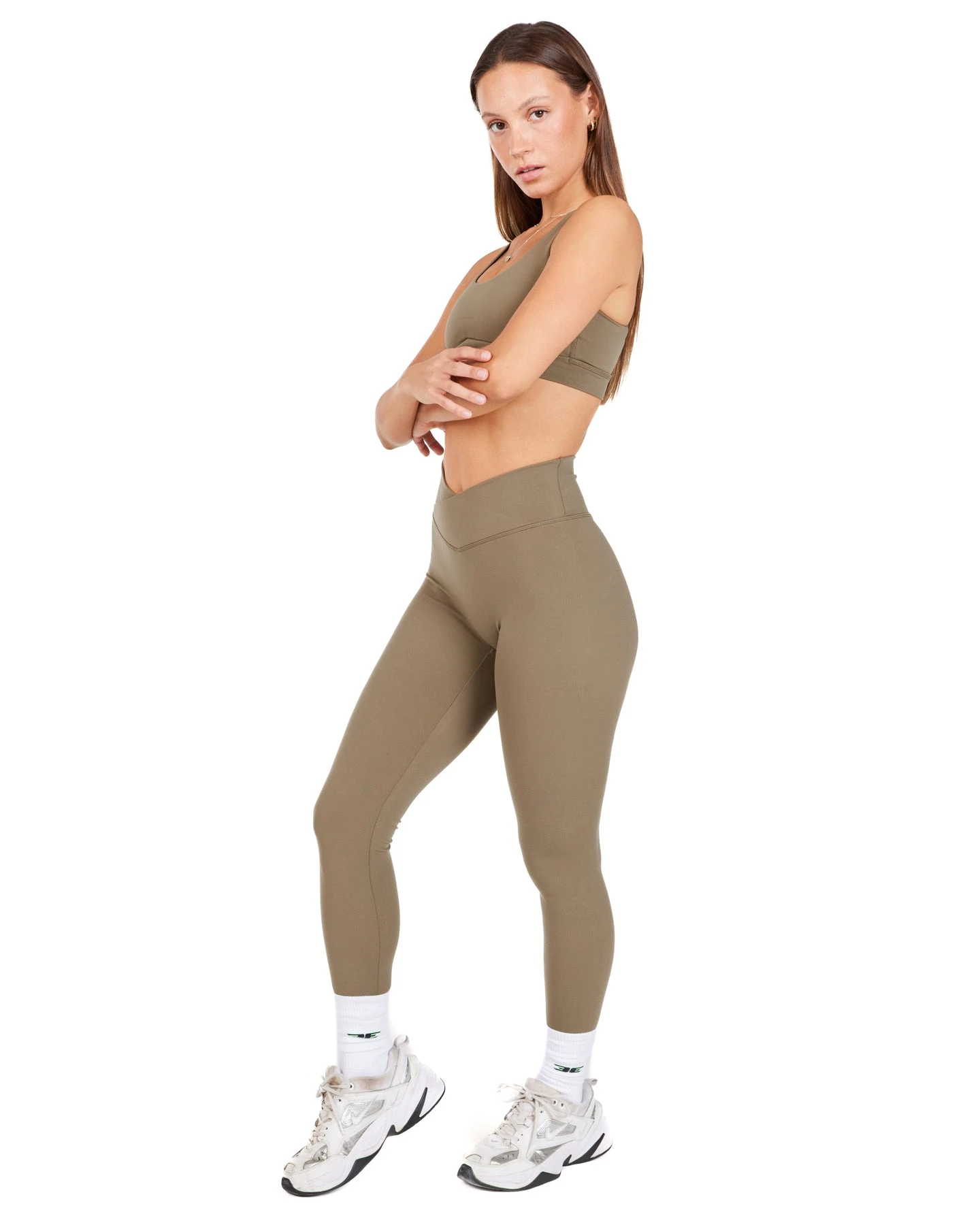 Elite Eleven Cross Over Leggings - Dusty Khaki - Image 2