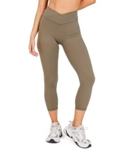 Elite Eleven 7/8 Cross Over Leggings - Dusty Khaki