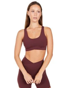 Elite Eleven Cross Over Sports Bra - Decadent Chocolate