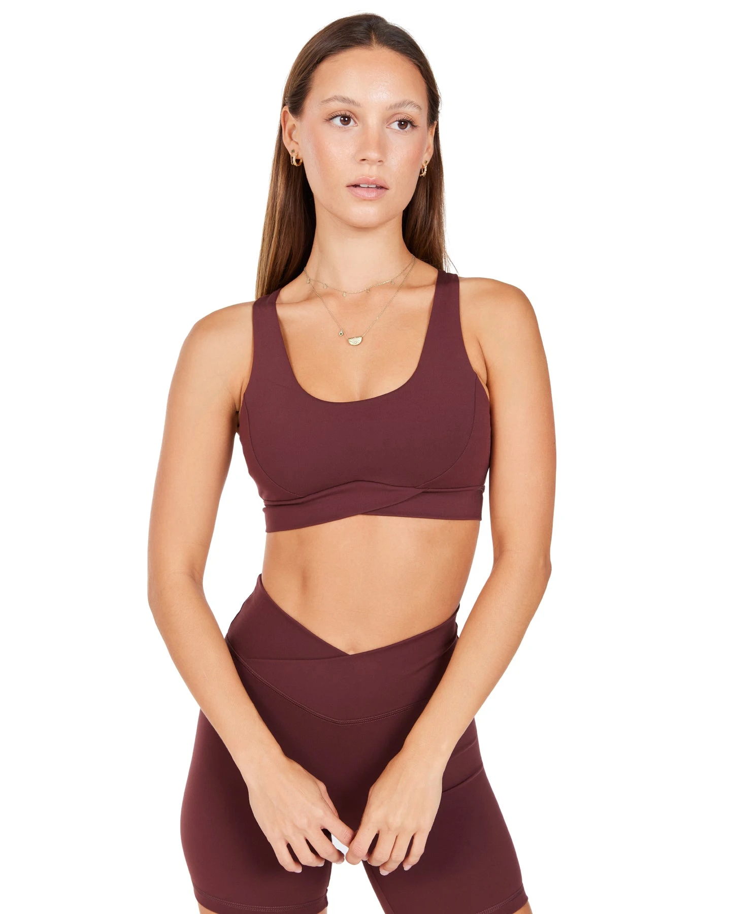 Elite Eleven Cross Over Sports Bra - Decadent Chocolate